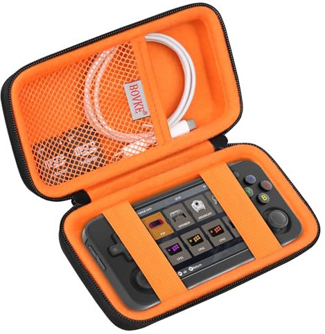 BOVKE Hard Carrying Case for WELLST·G Handheld, Portable Player Storage Travel Bag with Extra Mesh Pocket fits Charging Cable, SD Card, Black ﻿