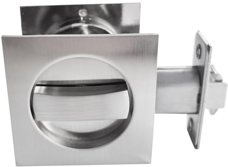 Betensh Schiebetürschloss Quadratisches Taschentürschloss mit unsichtbares Einbautürschloss Silber 66mm Griff für Sichtschutz-Taschentürschloss