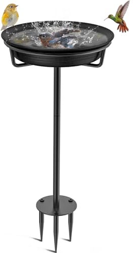 VeyFolzin.st Vogeltränke Vogelbad Futter Schale Wasserstelle Stehend, Vogelbad Garten für Wildvögel Wassertränke für Vögel, Vogeltränke Groß Frostsicher Winterfest Vogeltränke (Eisen)