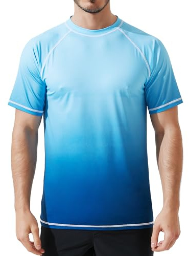 Arcweg Rash Guard Men Short Sleeves Shirt UPF 50+ Elastic Rash Vest Loose Fit Swimming Top Quick Drying Running Vest Sports Top