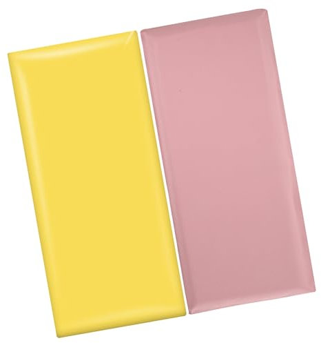 BESTonZON 2 Stück Kinder Wandpolster Antikollisionsschutz Weiches Pu Material 20x50cm Kindergarten Schlafzimmer Wandaufkleber Rosa Gelb
