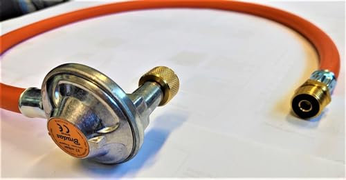 Zatechs Tuyau de gaz propane butane Bradas 37mBar avec régulateur pour petites bouteilles | 1m | avec tuyau Semperit avec raccord extérieur 21,8 » - comme bouteille de 11kg