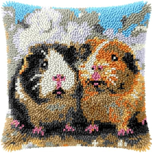 kitphoenix Kit de Almohadones con Cierre de Gancho Animales Conejillo De Indias diseño de gancho, para principiantes y adultos, 43 x 43 cm