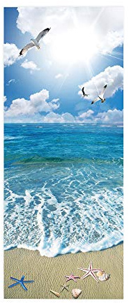 3D Türtapete Türaufkleber Selbstklebend Türfolie Poster Fototapete Türbilder Türtattoos Wasserdichte Tür Stickers für Kinderzimmer Wohnzimmer Badezimmer 80x200 cm Sandstrand