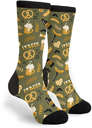 Socken Bier Und Essen Unisex Socken Bunte Socks Luxuriöse Anzugsocken 40Cm Für Schwester, Verkleidung Party, Geburtstage