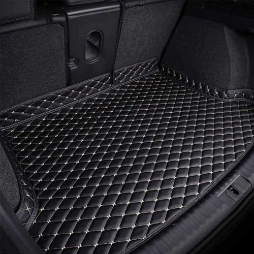MaKeMoney Auto Kofferraummatte FüR Cupra Formentor 2021-2023, Leder Wasserdichter Kofferraumwanne Schutzmatte Auto Innenraum Zubehör,C/Black-Beige