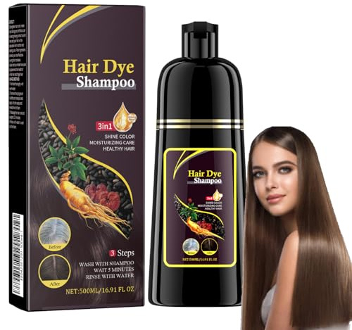 Marrone Naturale Hair Shampoo 3 in 1 - Colorante Per Capelli Neri e Grigi - For Uomo and Donna, 500ML