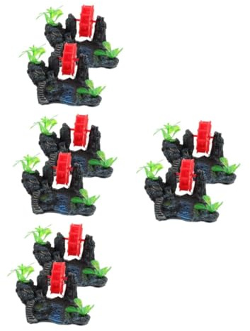 POPETPOP 4sets Rockery Fish Tank Mountain Aquarium Landscape Decoration Mountain View Stone Aquarium Water Wheel Aquarium Fish Shelter Aquarium Windmill Fish Tank Decoration Fish Bowl 2pcs*4