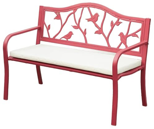 Sitzbank mit lehne Mit weicher elastischer Schwammauflage Gartenbank Eisen im Landhausstil Sitzbank 320 kg belastbar for Balkon, Terrasse & Garten