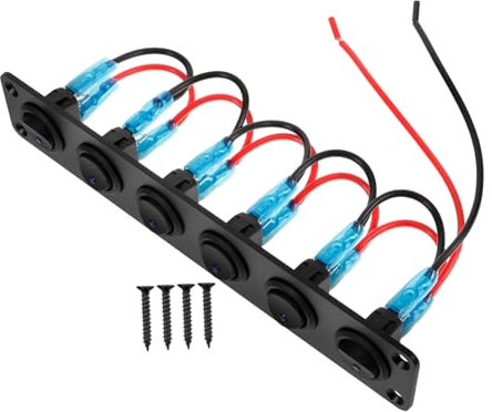 Amosfun Pannello e Design Elegante Bilanciere Nero Interruttori 6 Gang in Alluminio Funzione Controllo Facile da Operare per Barca e Camper