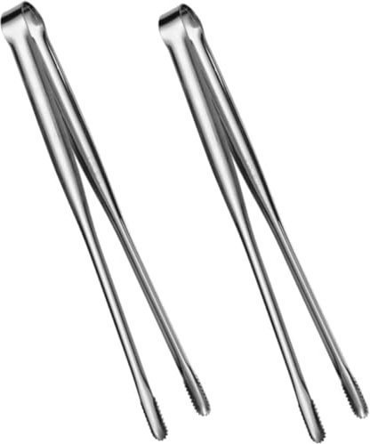 SYBNIKOLF Cooking Tongs, 2pcs Barbecue Tongs Japan Candy Grilling Tongs Japan Food Bbq Tong Pizza Cutter Metal Tong Japanese Candy Food Tongs Long Chopsticks Steak 304 Stainless Steel(19X2X2CM)