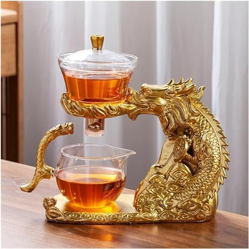 XDAWQP Glas-Teeservice Automatische Teekanne Tee-Ei Wasserumleitung Hitzebeständiger Tee-Trinken Drachen-Teebereiter