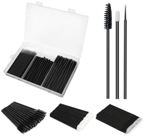 Lot de 150 baguettes jetables pour mascara, applicateurs de rouge à lèvres, 50 pinceaux à cils, 50 pinceaux à lèvres, 50 micro-pinceaux avec boîte de rangement, kit d'outils de maquillage pour