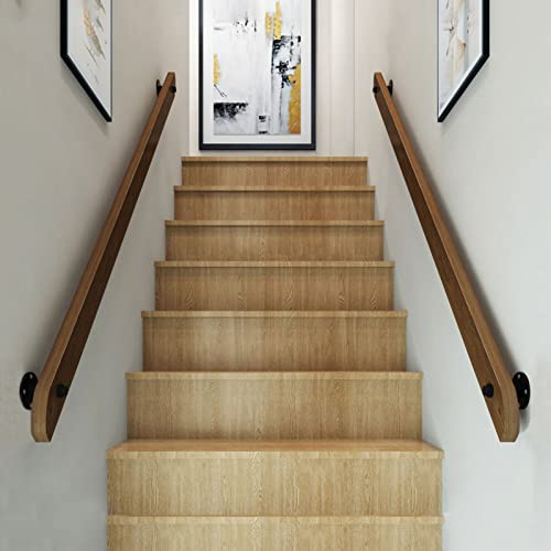 Ringhiera per scale in legno per la sicurezza interna, con staffe da parete, ringhiera elegante per condominio, loft, villa, corridoio e giardino
