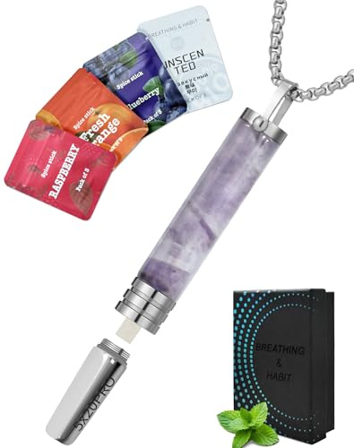 Rauchentwöhnung Hilfsmittel Kette-Amethyst, mit Echtem Rauchgefühl | 12 Nikotinfreie Filter(Orange + Blaubeere + Himbeere+Geschmacksneutral), Raucherentwöhnungspfeife mit Atemwiderstand