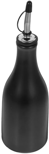 jojofuny Matte Black Ceramic Oil Dispenser Bottle Condiment Cruet for Olive Oil Vinegar Soy Sauce with Design Stainless Steel Silicone Parts Kitchen Dressing Container