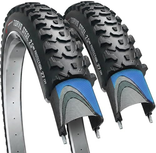 Fincci Torvo Durable 26x2.10 Bike Tire - Enduro 26 inch Bike Tires with 2.5 mm Nylon Puncture Resistant, 56-559 Foldable Mountain Bike Tires 27 TPI - MTB 26 Tyre for Electric, Folding, Hybrid Bicycles