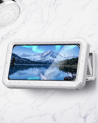 UPRONE Shower Phone Holder Waterproof - 480° Rotatable Retractable Adjustable Phone Case for Shower - Bathroom Accessories Wall Mount Phone Holder for iPhone 17/16 Pro Max, S25 Ultra,4-7 Cellphones