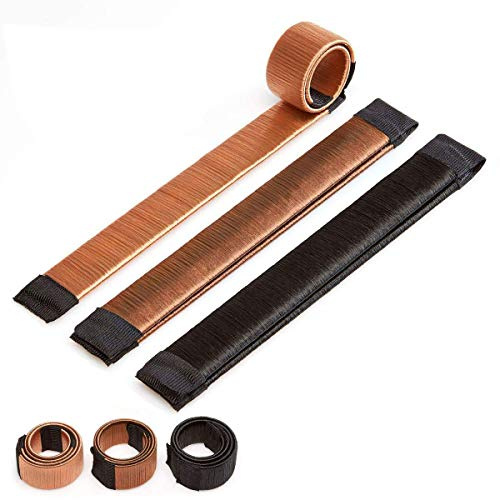 Original Dutt Maker Hilfe - Haarknoten Spange zum Stylen für dicke und dünne Haare - Echthaar 3er Set (Gold, Braun und Schwarz)