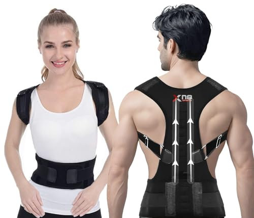 Xn8 Sports Posture Corrector Men Women Perfect Fit Adjustable Strap- Back Brace for Back Pain Neck Hump Corrector Clavicle Aid Spine Align, Relieved Back, Neck- Shoulder (Regular)