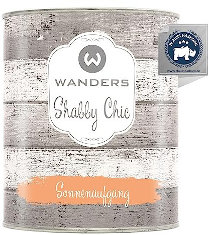 Wanders Shabby Chic Kreidefarbe 750 ml - Sonnenaufgang/Helles Orange - Küchenmöbellack und Möbelfarbe ohne Schleifen. Chalk Paint, für Holz & mehr. Hohe Deckkraft, schnell trocknend