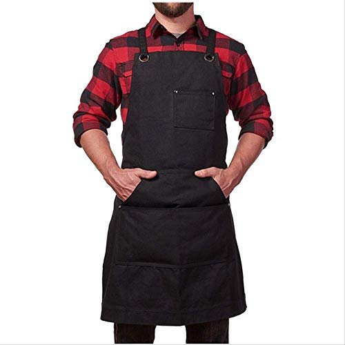 Grantien Werkzeugschürze mit 5 Taschen Arbeitsschürze für Männer und Frauen Wasserdicht Passend für Küchengarten Schweißen Leinwand Schwarz 27 * 34inch