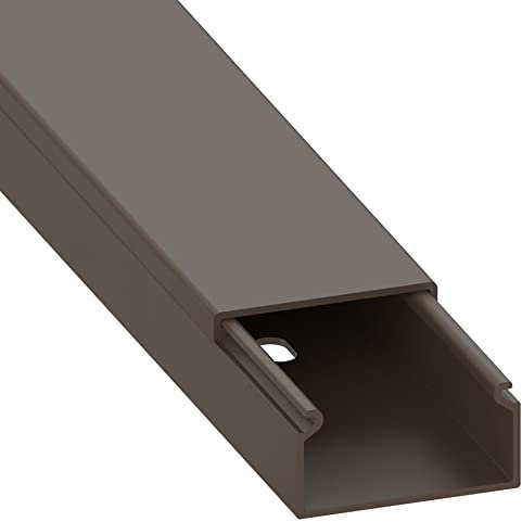 Habengut Kabelkanal (mit Montagelochung im Boden) 30x15 mm aus PVC, Farbe: Braun, Länge 1 m