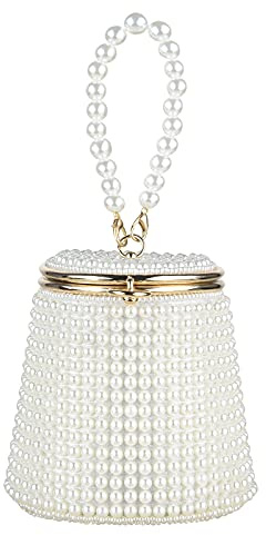 Linkidea Frauen-Perlen-Perlen-Geldbörse, Mini-Abend-Eimer-Clutch-Tasche, kleine Dame-Partei-Abschlussball-Hochzeits-handgemachter Handgriff-Handtasche