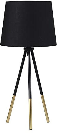 Benzara BM240326 65.25 in. Table Lamp with Tripod Metal Base, Black & Gold