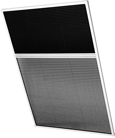 Ventanara® Insektenschutz Dachfensterplissee Fliegengitter Aluprofile Bausatz kürzbar (80 x 160 cm, Dachfensterplissee WEISS + Sonnenschutz)