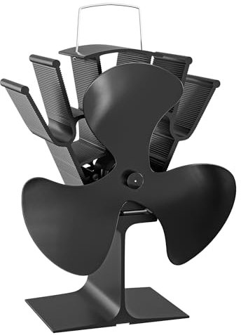 Wiltec Ventilatore per stufa a legna camino, Ventola con 3 pale, 70-350 °C, funzionamento senza elettricità