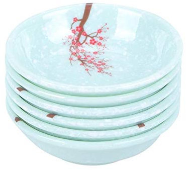 Eljjhah 6 platos de melamina para salsas reutilizables para salsa, plato pequeño para restaurante y hogar (color: flor de ciruelo)
