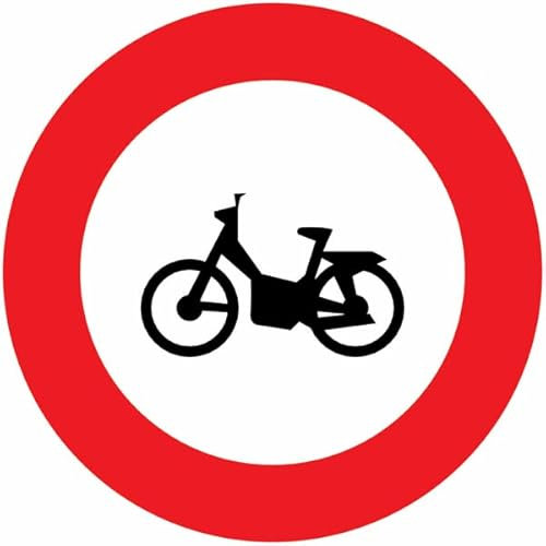 CARTELLO IN LAMIERA SCATOLATA DISCO diametro 60 cm - Divieto di transito ai ciclomotori - SEGNALE CATARIFRAGENTE CON CAVALLETTO (CARTELLO CLASSE 2)