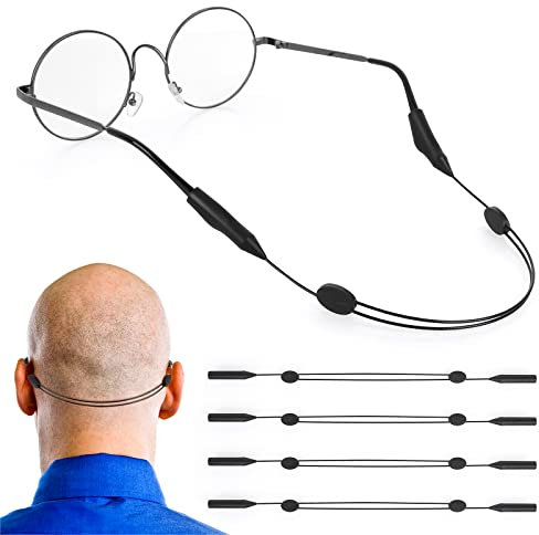 TIESOME No Tail Eyeglasses Strap, 4 Pieces Adjustable Eyewear Retainer Anti-Slip Eye Glasses Strap Holders Sports Eye Glasses Strap for Men Women Kids