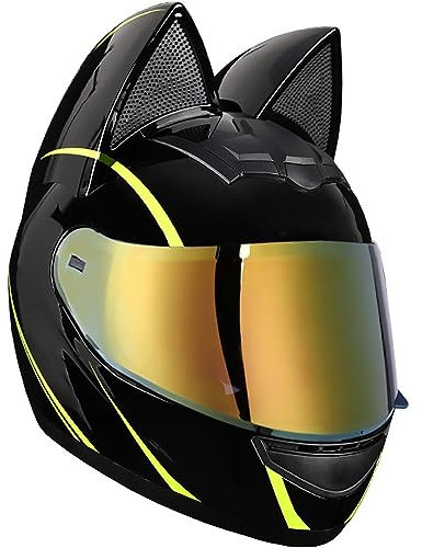 Letetexi Motorcycle Full Face Helmets ECE DOT Approved Cat Ear Motorbike Racing Crash Helmets with Dual Visors Anti-fog Tinted Motorbike Helmet for Men Women Adult Cascos para Motos 50~62CM