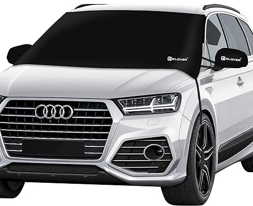 IC ICLOVER Car Windshield Snow Cover, Heavy Duty 600D Oxford Snow Cover with Side Mirror Covers, All Weather Protection, Front Window Cover for Ice and Snow, Full Cover Windscreen Fit Most Cars