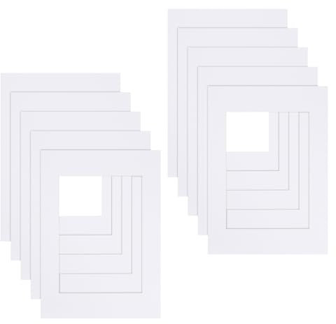 Bhoulandi 10 Pcs Photo Mounts 8 x 6 to Fit 6 x 4, White Paper Acid Free Picture Mounts Mat, Cardboard Photo Mount for Frames for 6 x 4 Paintings Prints Image Artworks (8 x 6 inch)