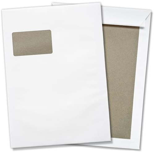 Einladungskarten Manufaktur Hamburg 5 x Briefumschläge mit Fenster DIN C4 mit Papprückwand (229 x 320 mm), gerade Klappe, selbstklebend, weiß, 120 g/qm Bewerbung