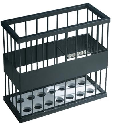 Schirmhalter Regenschirmständer Schirmständer Metall-Schirmständer, Für Mall Apartment Hall, Regenschirme, Spazierstöcke, Rechteckiges Aufbewahrungsregal Regenschirmhalter ( Color : Black , Size : 48x