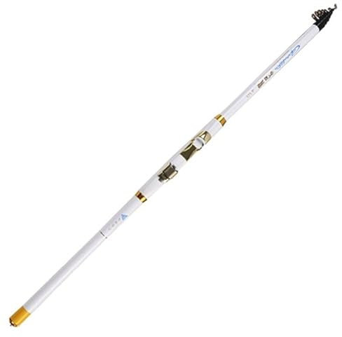 Stipprute Teleskope Ozeangestein Fischereistange 2,7m bis 6,3 m Superhard Carbon Faser Spinnhischstange Schwarz und Weiß optional Angel Rute (Größe : White_6.3)