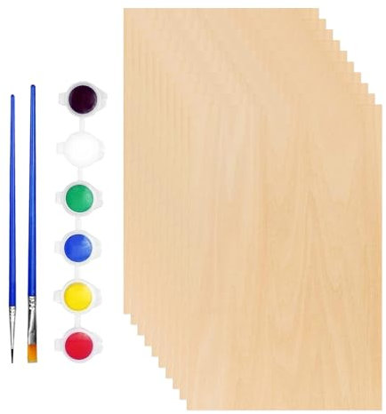 10 trucioli di legno fatti a mano, 1 set di strumenti per pittura, tavole in legno fai da te, trucioli di legno per dipingere, trucioli di legno tagliabili, decorazioni in trucioli di legno