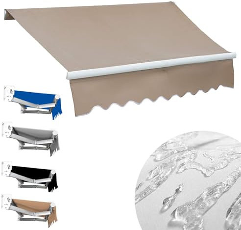 Einziehbare Markise 3/4 X 2,5 M, Balkonmarkise mit Volant Markisevolant, Gartenmarkise mit UV- & Wasserschutz, Gelenkarmmarkise for Balkon & Terrasse, Schwarz/Grau/Blau/Braun (ohne Rahmen)(Brown,(13x8