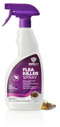 REPELEM Flea Spray for The Home - Professional Strength, Household Treatment, Killer for Home, Kills Fleas, Larvae & Eggs (500ml)
