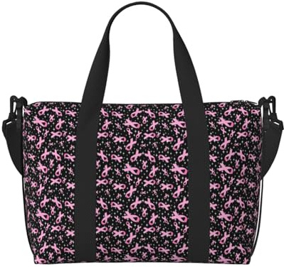 Sacs à main en toile pour femme, sac de voyage week-end pour femme, sensibilisation au cancer du sein, sac de voyage pour objets personnels, essentiels de voyage, sac
