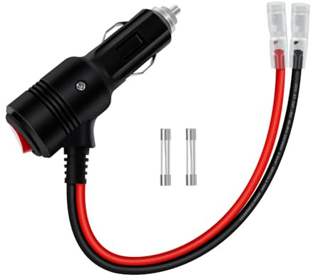 HuaLiSiJi Adaptateur Male Allume Cigare Adaptateur Prise Male Allume Cigare 12V avec Interrupteur 14AWG 20A pour Moto, Voiture, Bateau, Chargeur Solaire (0.5m)