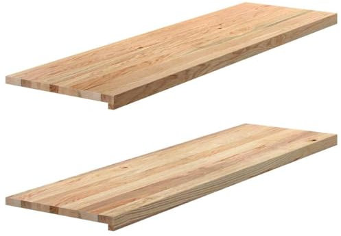 vidaXL Appuis de fenêtre 2 pcs Bois de chêne Massif Non traité, Rebord de fenêtre, Appui de fenêtre en chêne, Appui de fenêtre en Bois