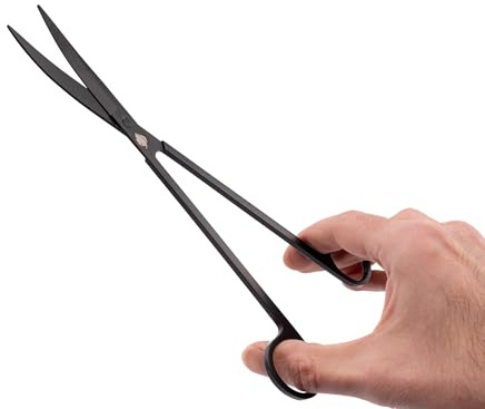 NatureHolic Scaping Scissors Curved Black | 25 cm Aquascaping Schere | Gebogene Spitze | Pflanzenschere für Aquarium Pflanzen | Rostfreier Edelstahl | Präziser Rückschnitt | Ergonomisch und langlebig
