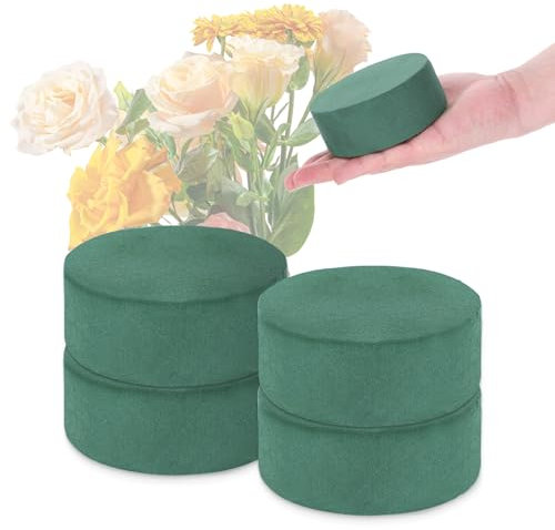 KALIONE 4 Stück Runde Blumensteckschaum Set, Nasssteckschaum, Steckschaum für Blumenarrangements, Basteln, Hochzeit, Geburtstag, Partydekoration(10 x 4cm)