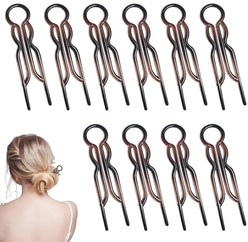 10 Pcs French Twist Hairpin French Hair Pins For Women Magic Hairpins Fork Lightweight Bobby Pins Elegant U Shaped Hairpins Hair Accessories for Women Girls Hairstyles Daily Wear Casual Party Wedding