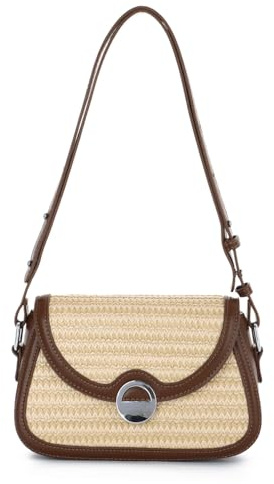 Jywmsc Sac à Bandoulière D'été pour Femme Pochette en Osier Tissé Sac à Main en Paille Sac à Main pour Les Vacances